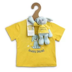 Always Smiling Plush Puppy Dog with Matching Toddler T-shirt Gift Set by Demdaco
