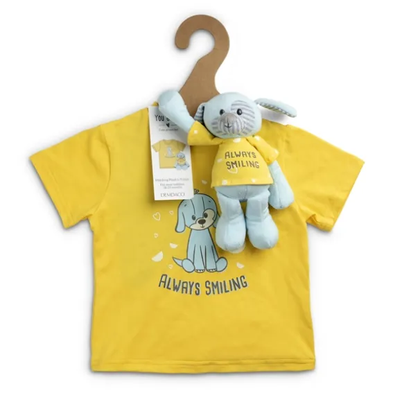 Always Smiling Plush Puppy Dog with Matching Toddler T-shirt Gift Set by Demdaco