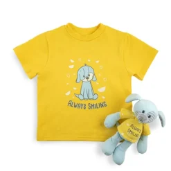 Always Smiling Plush Puppy Dog with Matching Toddler T-shirt Gift Set by Demdaco