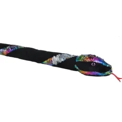 Black Plush 54 Inch Rainbow Twist Sequin Snake by Wild Republic