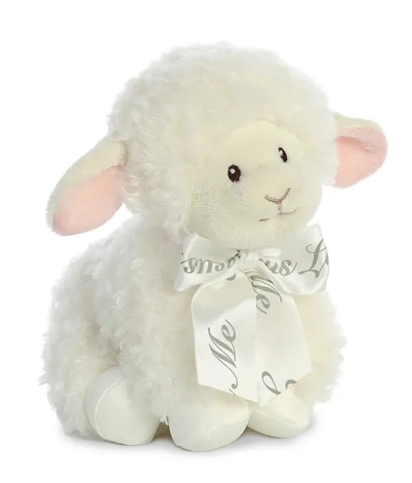 Blessing the Baby Safe Plush Lamb with Jesus Loves Me Bow by Aurora