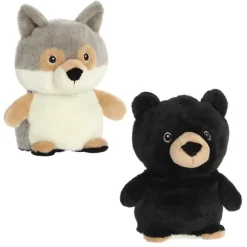 Eco Nation Black Bear and Wolf Reversible Stuffed Animal by Aurora
