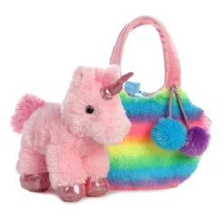 Fancy Pals Plush Pink Unicorn with Rainbow Bag by Aurora