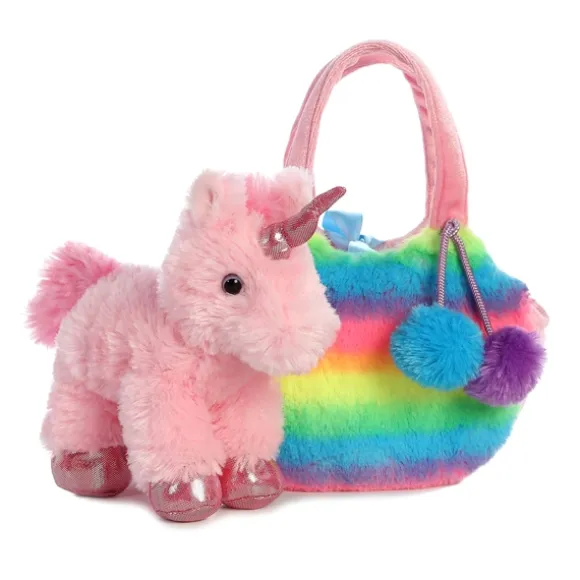 Fancy Pals Plush Pink Unicorn with Rainbow Bag by Aurora