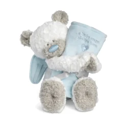 Guardian Angel Baby Safe Plush Blue Teddy Bear and Blanket by Demdaco