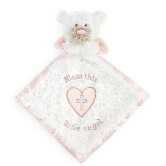 Guardian Angel Baby Safe Plush Pink Bear Blankie by Demdaco