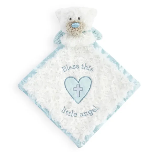 Guardian Angel Baby Safe Plush Blue Bear Blankie by Demdaco