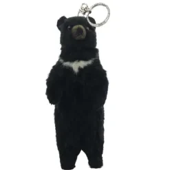 Handcrafted 7 Inch Lifelike Black Bear Keychain Stuffed Animal Bag Charm by Hansa