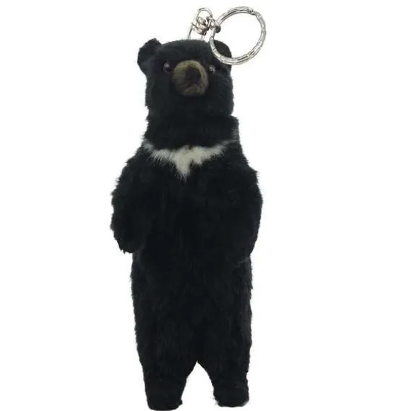 Handcrafted 7 Inch Lifelike Black Bear Keychain Stuffed Animal Bag Charm by Hansa