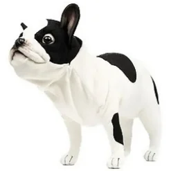 Handcrafted 10 Inch Lifelike Black & White French Bulldog Stuffed Animal by Hansa