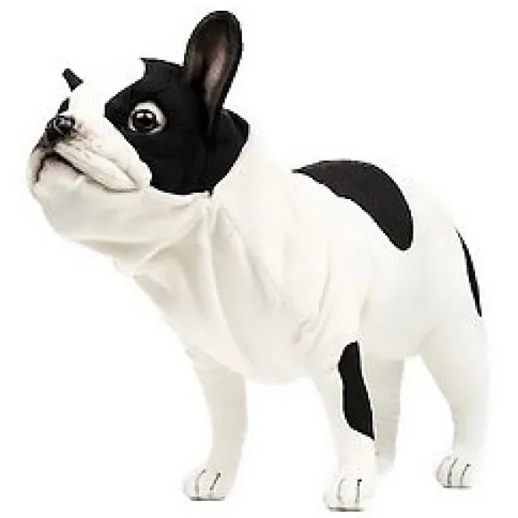 Handcrafted 10 Inch Lifelike Black & White French Bulldog Stuffed Animal by Hansa