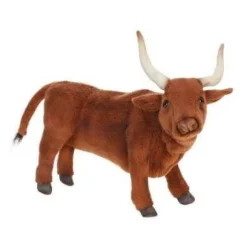 Handcrafted 15 Inch Lifelike Brown Bull Stuffed Animal by Hansa