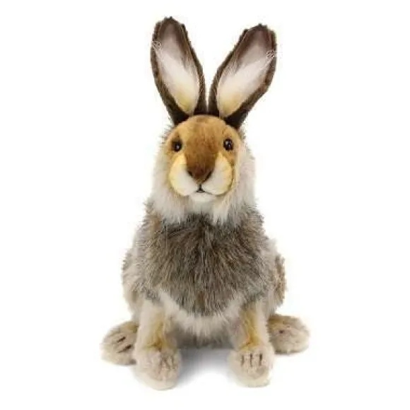 Handcrafted 11 Inch Lifelike Brown Hare Stuffed Animal by Hansa