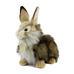 Handcrafted 10 Inch Lifelike Brown and White Rabbit Stuffed Animal by Hansa