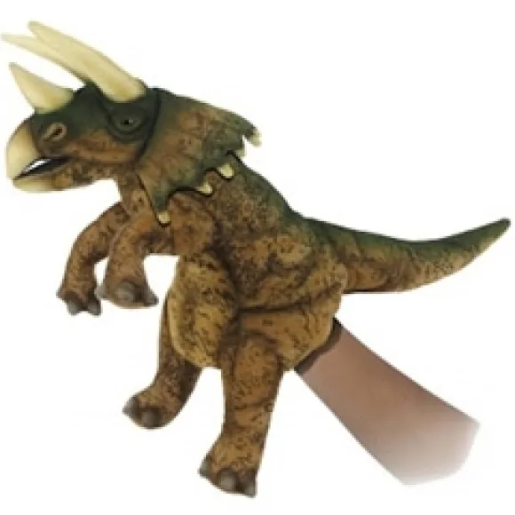 Handcrafted 17 Inch Lifelike Full Body Green Triceratops Puppet by Hansa