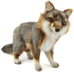 Handcrafted 16 Inch Lifelike Gray Fox Stuffed Animal by Hansa