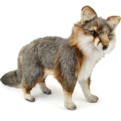 Handcrafted 16 Inch Lifelike Gray Fox Stuffed Animal by Hansa
