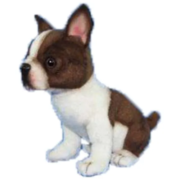 Handcrafted 6 Inch Lifelike Teacup Boston Terrier Stuffed Animal Dog by Hansa