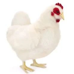 Handcrafted 14 Inch Lifelike White Hen Stuffed Animal by Hansa