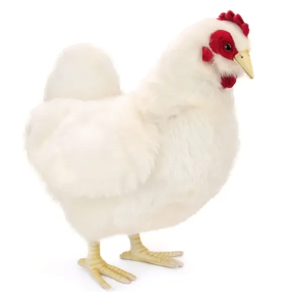 Handcrafted 14 Inch Lifelike White Hen Stuffed Animal by Hansa