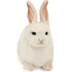 Handcrafted 14 Inch Lifelike White Rabbit Stuffed Animal by Hansa