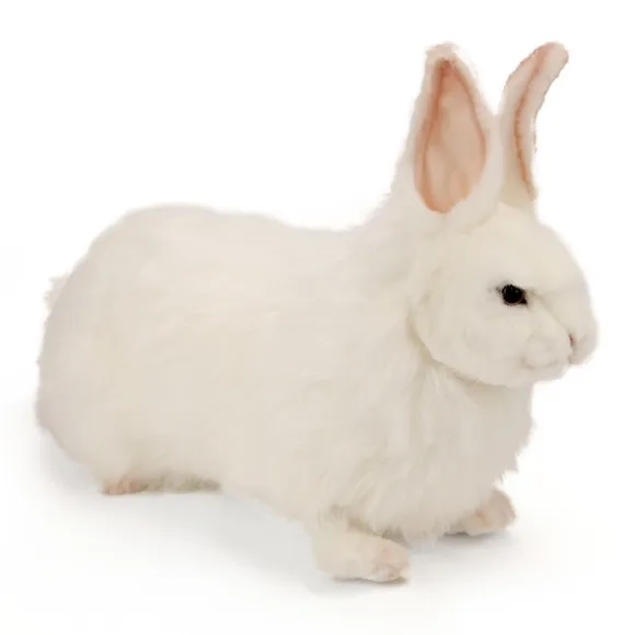 Handcrafted 14 Inch Lifelike White Rabbit Stuffed Animal by Hansa