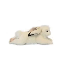 Handcrafted 15 Inch Lifelike White Rabbit with Floppy Ears Stuffed Animal by Hansa