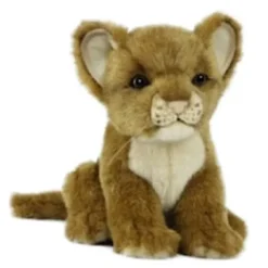 Handcrafted 6 Inch Sitting Lifelike Lion Cub Stuffed Animal by Hansa