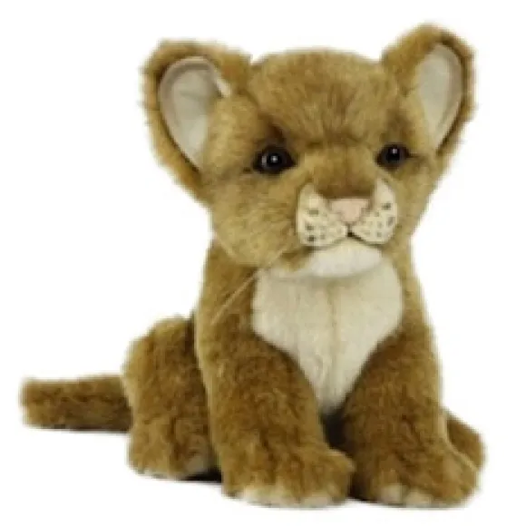 Handcrafted 6 Inch Sitting Lifelike Lion Cub Stuffed Animal by Hansa