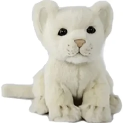 Handcrafted 6 Inch Sitting Lifelike White Lion Cub Stuffed Animal by Hansa
