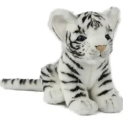 Handcrafted 6 Inch Sitting Lifelike White Tiger Cub Stuffed Animal by Hansa