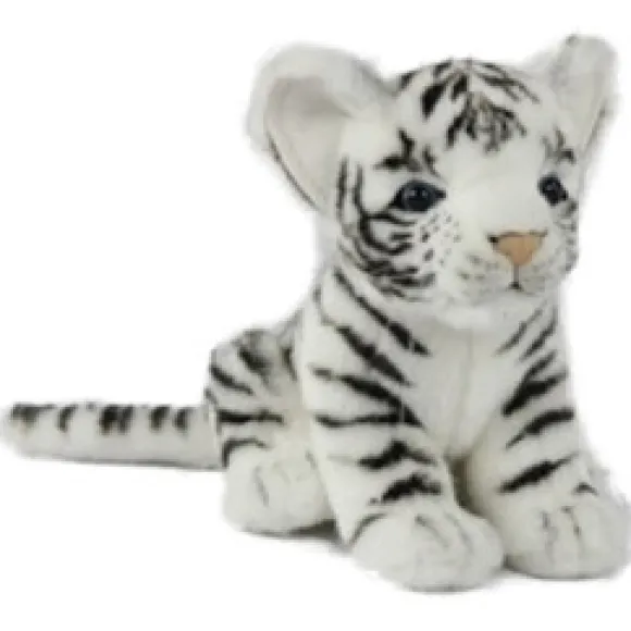 Handcrafted 6 Inch Sitting Lifelike White Tiger Cub Stuffed Animal by Hansa