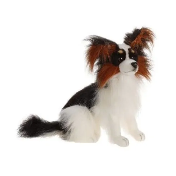 Handcrafted Lifelike Black Papillon Stuffed Animal Dog by Hansa