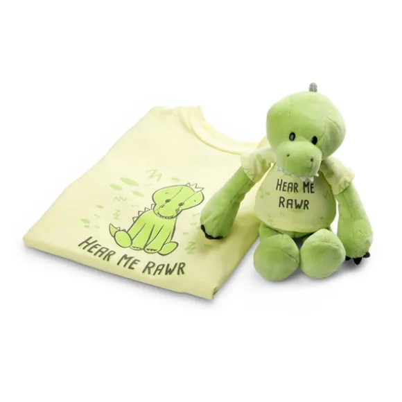 Hear Me Rawr Plush Dinosaur with Matching Toddler T-shirt Gift Set by Demdaco