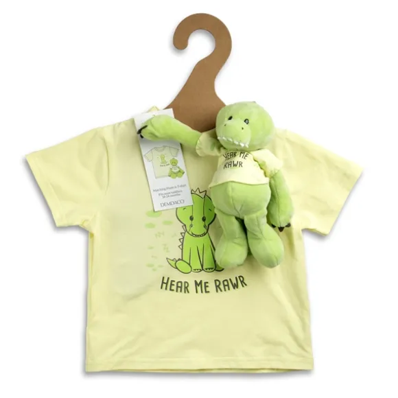 Hear Me Rawr Plush Dinosaur with Matching Toddler T-shirt Gift Set by Demdaco