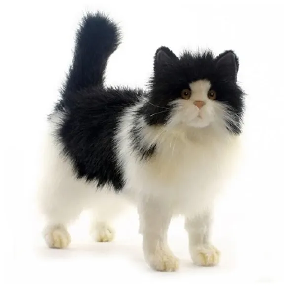 Lifelike Black and White Cat Stuffed Animal by Hansa