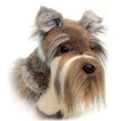 Lifelike Gray Miniature Schnauzer Stuffed Animal by Hansa