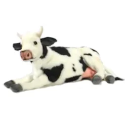 Lifelike Lying Cow Stuffed Animal by Hansa
