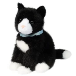 Mini 6 Inch Stuffed Black and White Cat by Douglas