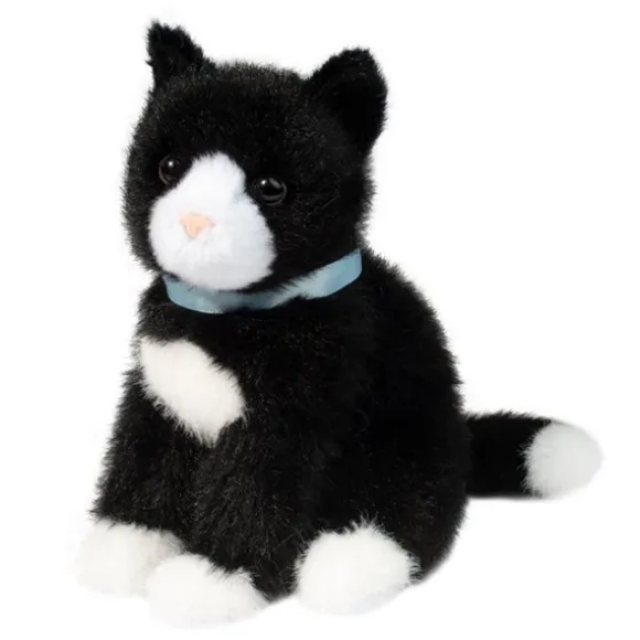 Mini 6 Inch Stuffed Black and White Cat by Douglas