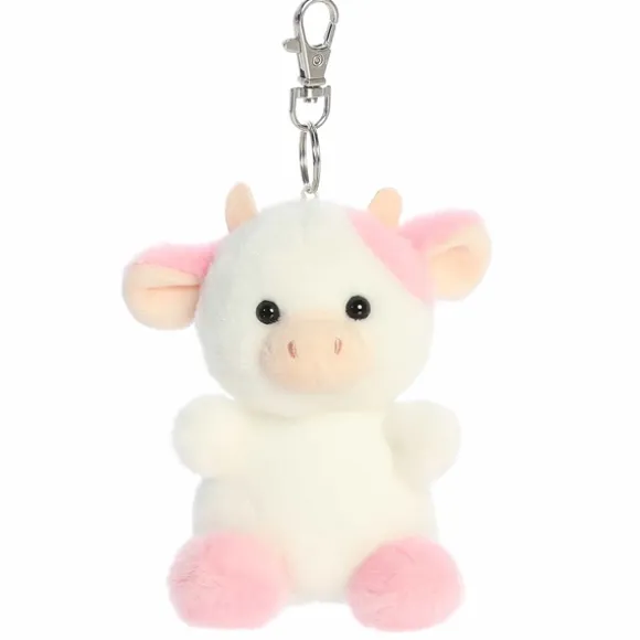 Palm Pals Clip-On 4 Inch Plush Belle Strawberry Cow Bag Charm by Aurora