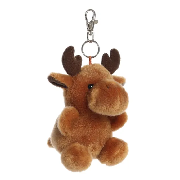 Palm Pals Clip-On 4 Inch Plush Cinnamon Moose Bag Charm by Aurora