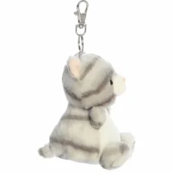 Palm Pals Clip-On 4 Inch Plush Silver Kitty Bag Charm by Aurora