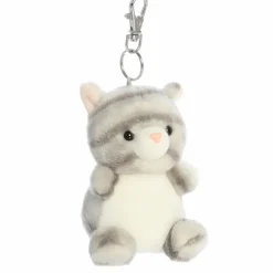 Palm Pals Clip-On 4 Inch Plush Silver Kitty Bag Charm by Aurora