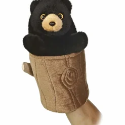 Pop Up Plush Black Bear Puppet by Aurora