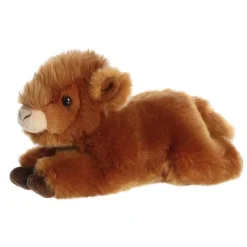 Realistic 11 Inch Stuffed Highland Cow Calf Miyoni Plush by Aurora