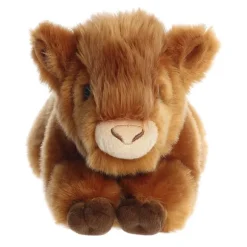 Realistic 11 Inch Stuffed Highland Cow Calf Miyoni Plush by Aurora