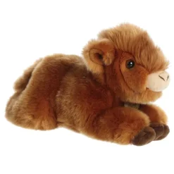 Realistic 11 Inch Stuffed Highland Cow Calf Miyoni Plush by Aurora
