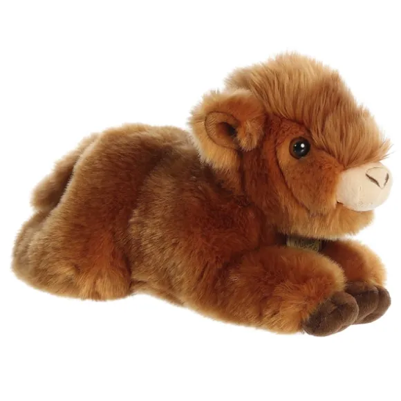 Realistic 11 Inch Stuffed Highland Cow Calf Miyoni Plush by Aurora