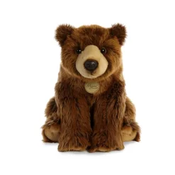 Realistic Sitting Stuffed Grizzly Bear 14 Inch Miyoni Plush by Aurora